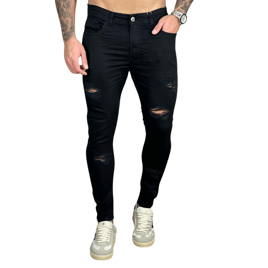 Calça Preta Masculina Destroyed - City Denim
