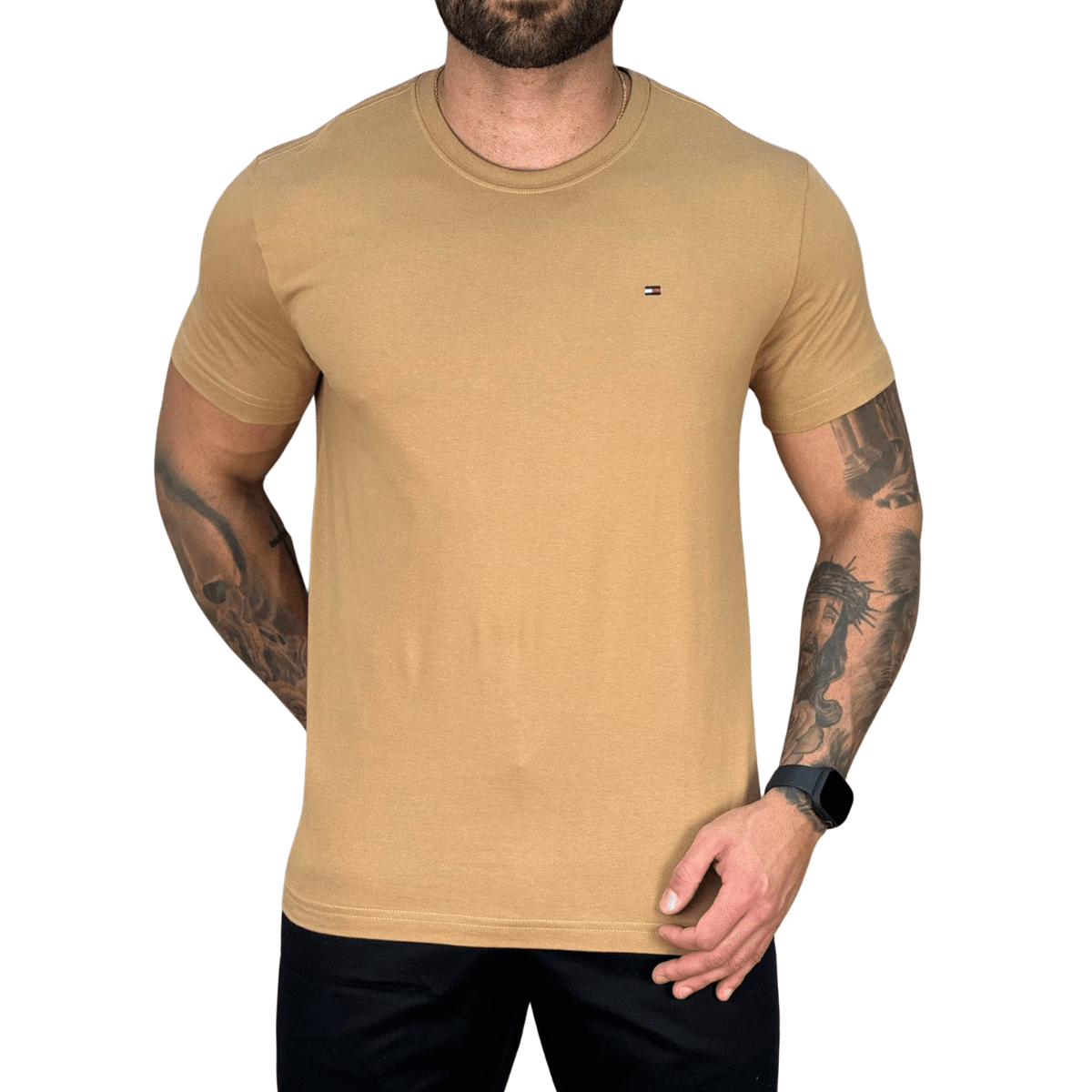 Camiseta Marrom Masculina Clássica Cotton - Tommy Hilfiger
