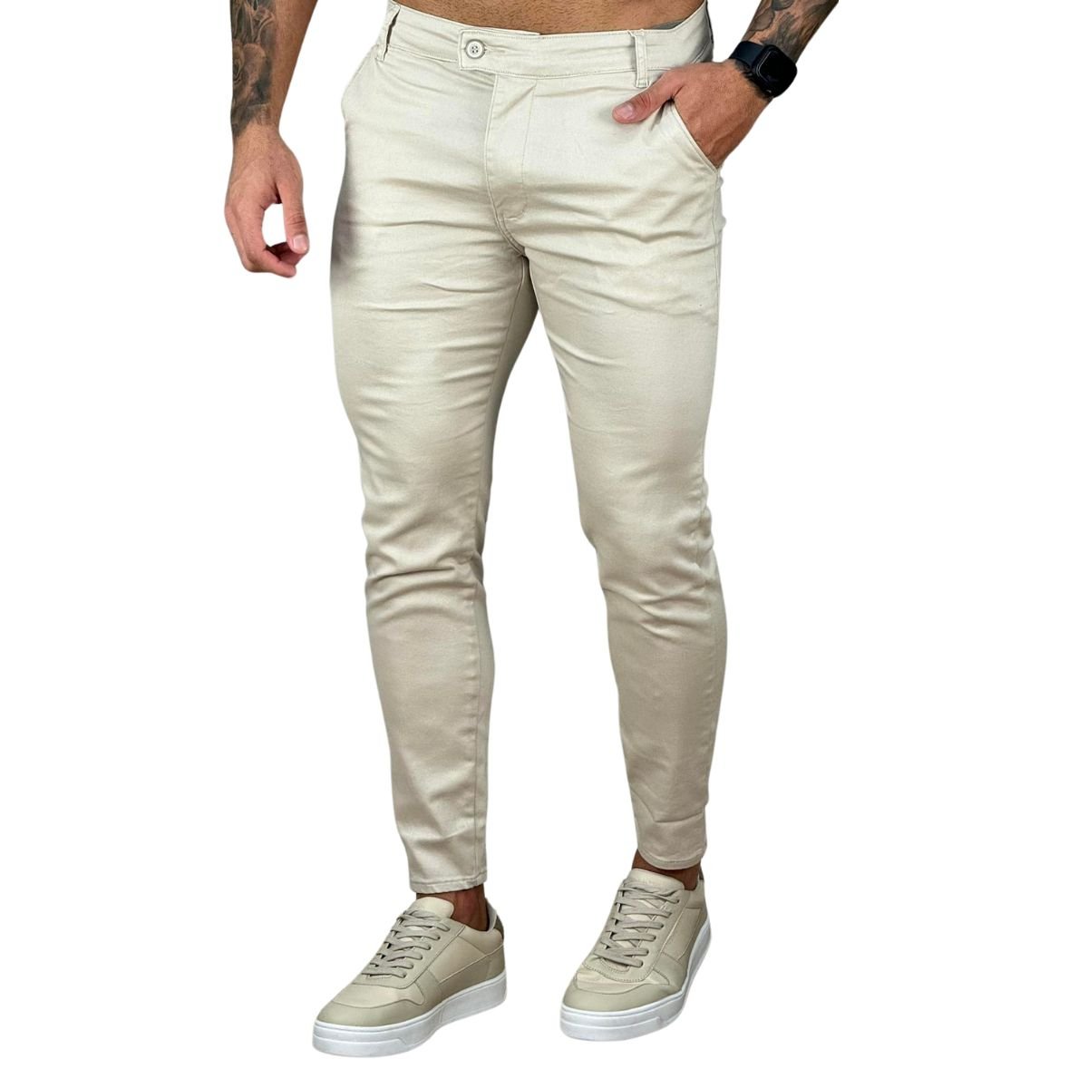 Calça Alfaiataria Creme Masculina Sknny  - Truehero
