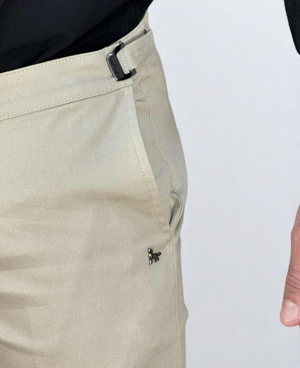 Calça Alfaiataria Areia  Masculina Com Regulagem - Per Pochi
