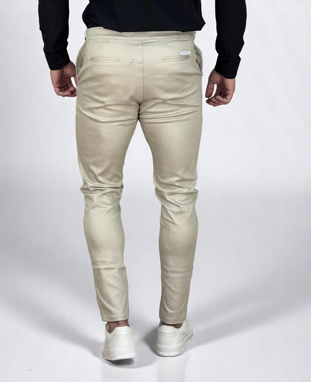 Calça Alfaiataria Areia  Masculina Com Regulagem - Per Pochi