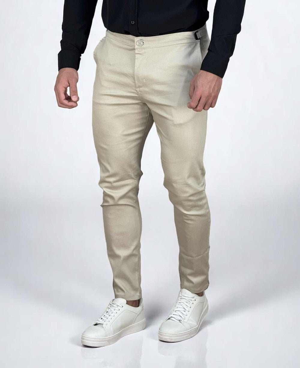 Calça Alfaiataria Areia  Masculina Com Regulagem - Per Pochi