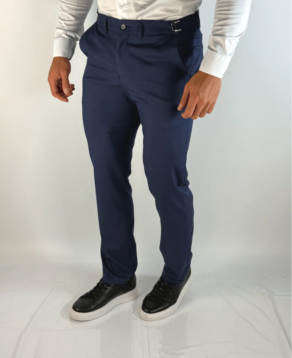 Calça Alfaiataria Regular Pv Xadrez Marinho  -  Guilherme Soul