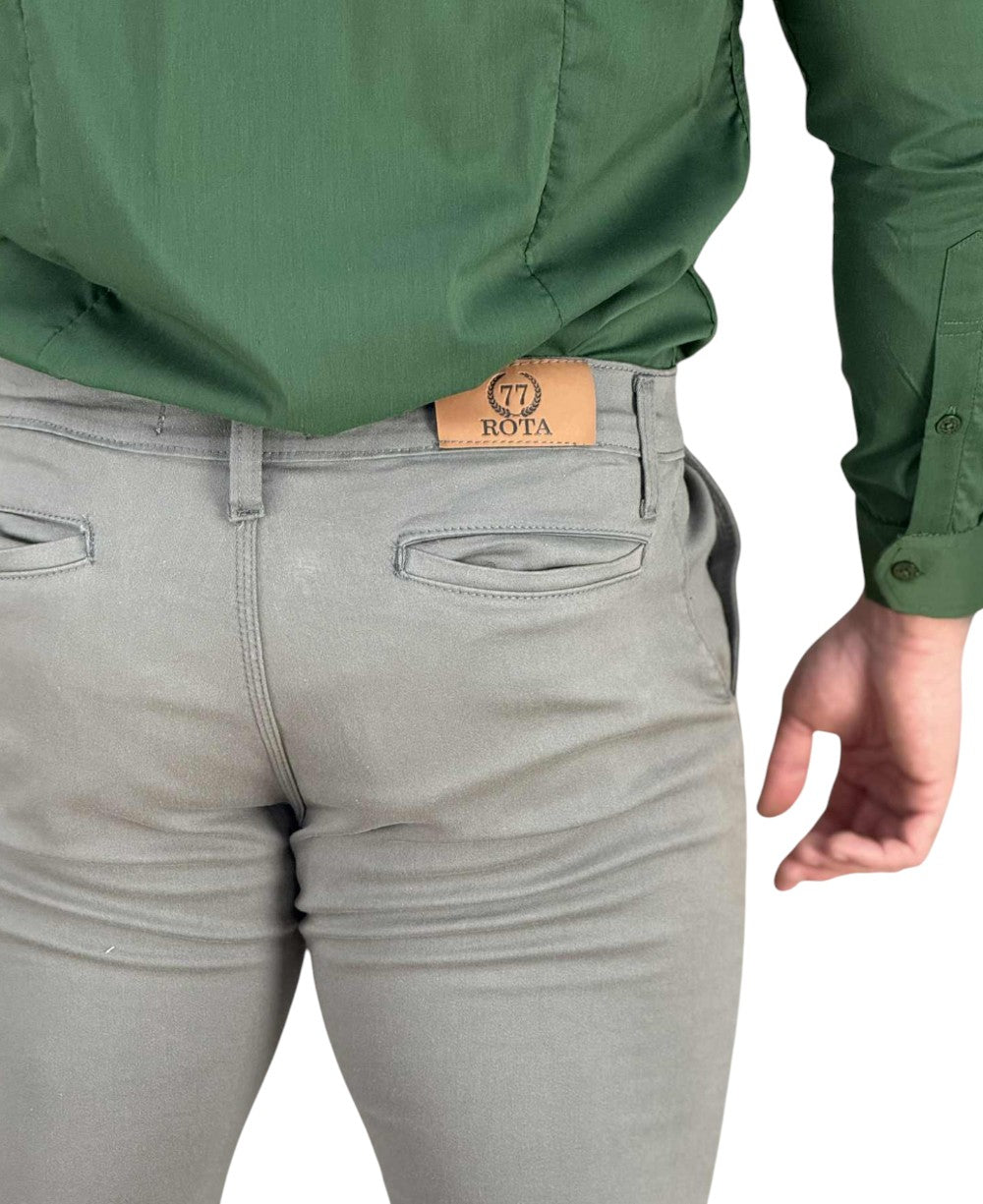 Calça Alfaiataria Cinza Masculina com Lycra - Rota 77