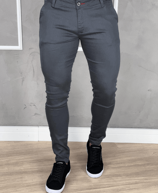 Calça Alfaiataria Cinza Escuro Masculina Super Skinny  - Paladho´s Jeans