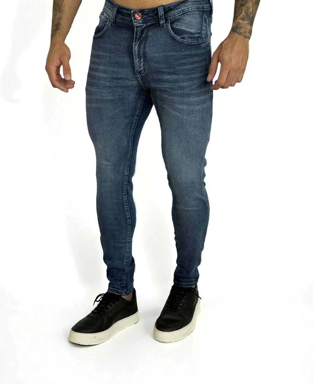 Calça Jeans Azul Pincel Lateral Masculina Skinny- City Denim