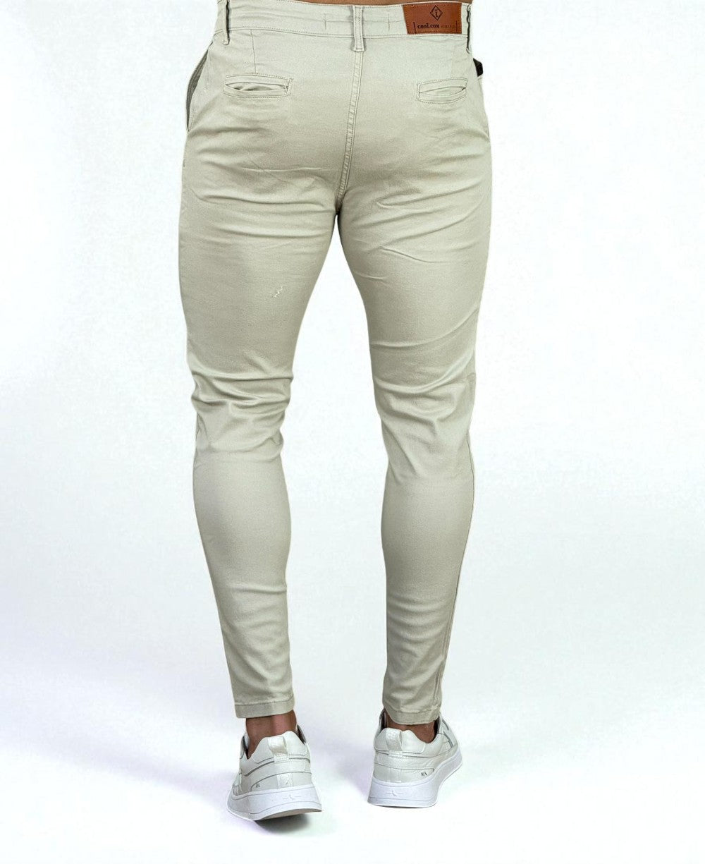 Calça Alfaiataria Bege Masculina Super Skinny - Codi Jeans