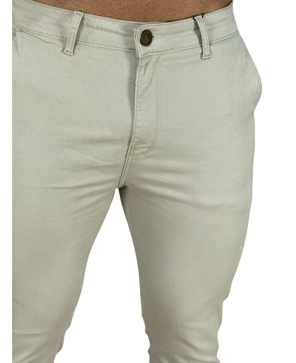 Calça Alfaiataria Bege Masculina Super Skinny - Codi Jeans