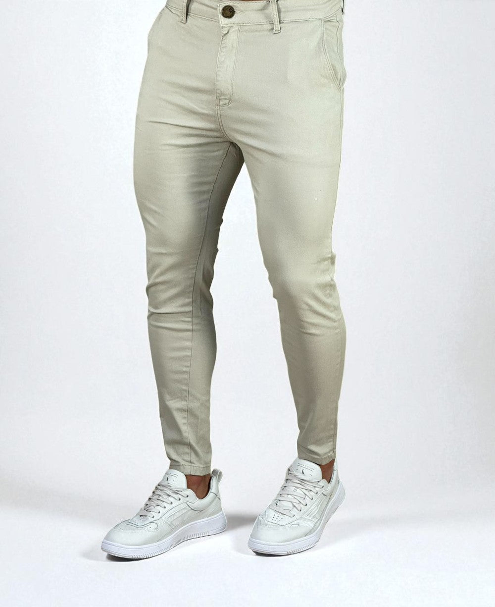 Calça Alfaiataria Bege Masculina Super Skinny - Codi Jeans
