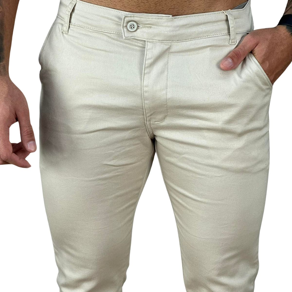 Calça Alfaiataria Creme Masculina Sknny  - Truehero