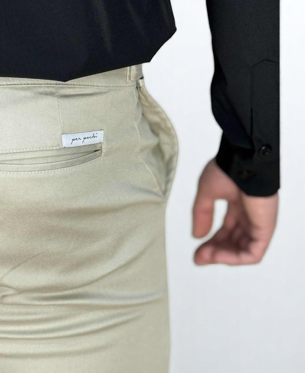 Calça Alfaiataria Areia  Masculina Com Regulagem - Per Pochi