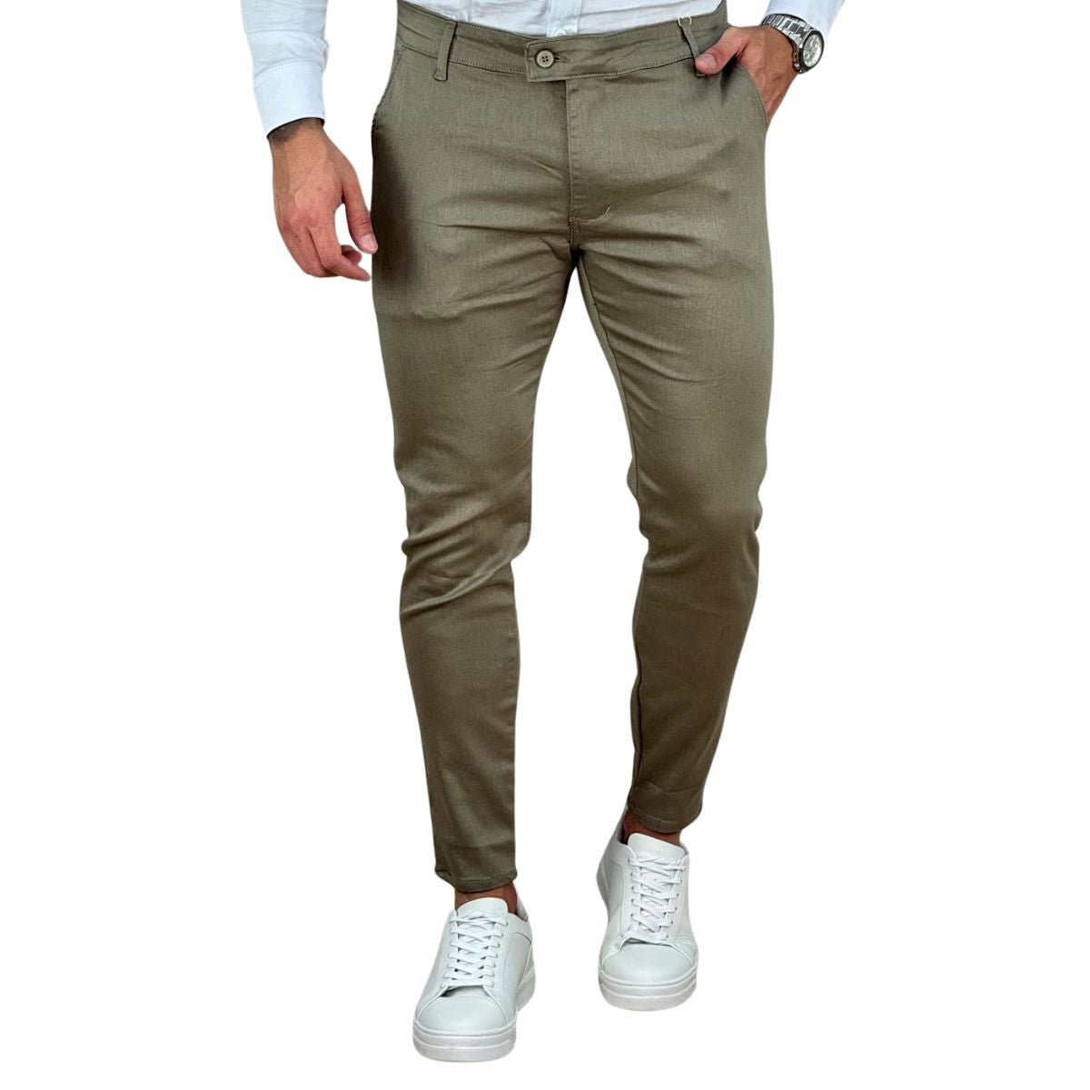 Calça Alfaiataria Caqui Masculina Skinny - Truehero