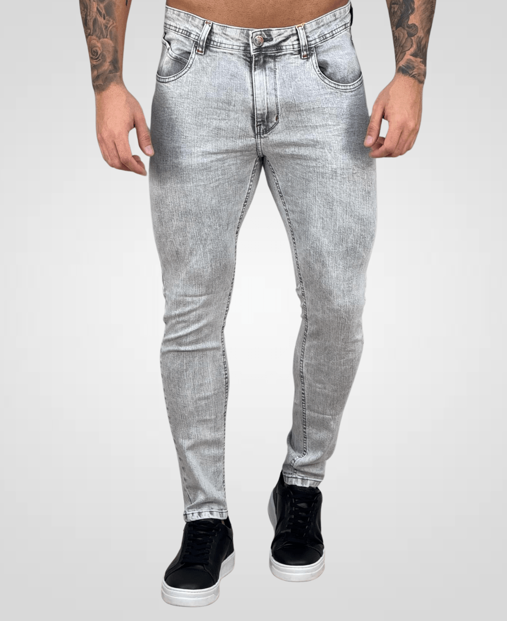 Calça Jeans Cinza Clara Masculina Super Skinny - City Denim