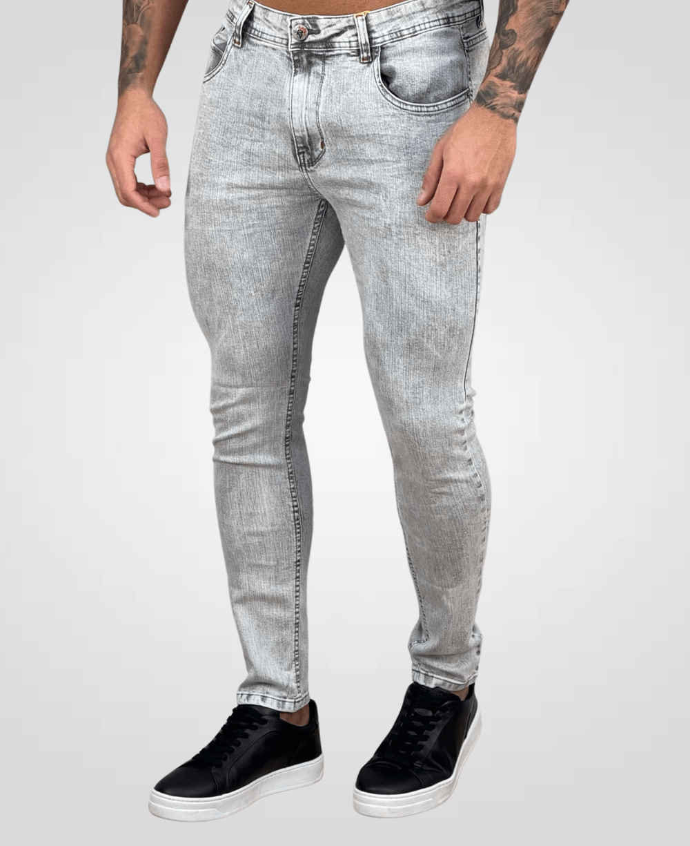 Calça Jeans Cinza Clara Masculina Super Skinny - City Denim