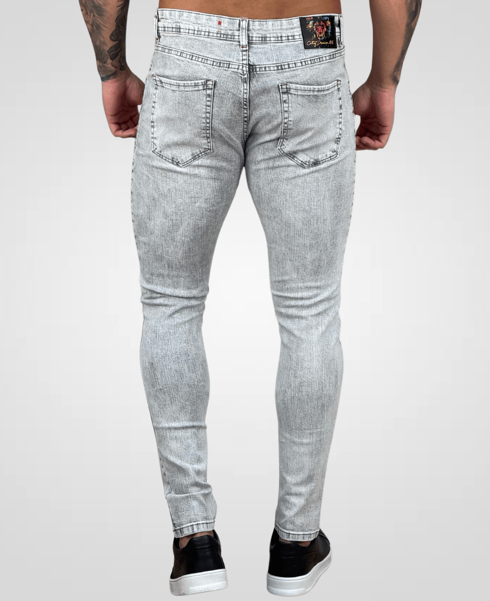 Calça Jeans Cinza Clara Masculina Super Skinny - City Denim