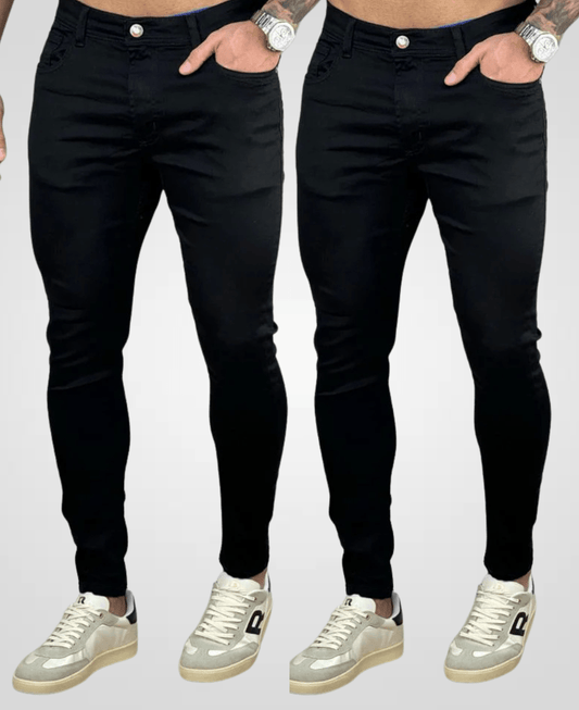 Kit 2 Calças Jeans Preto Lisa Skinny - City Denim