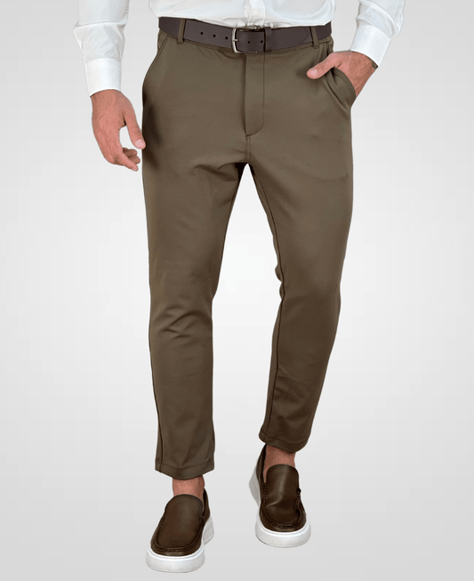 Calça Alfaiataria Caqui Escuro Masculina Slim - DLZ
