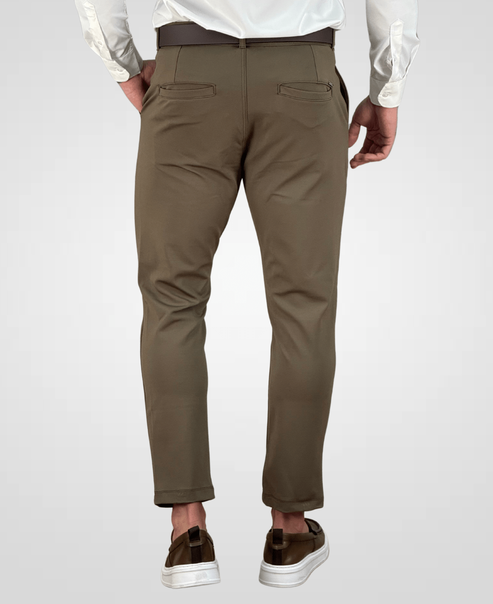 Calça Alfaiataria Caqui Escuro Masculina Slim - DLZ