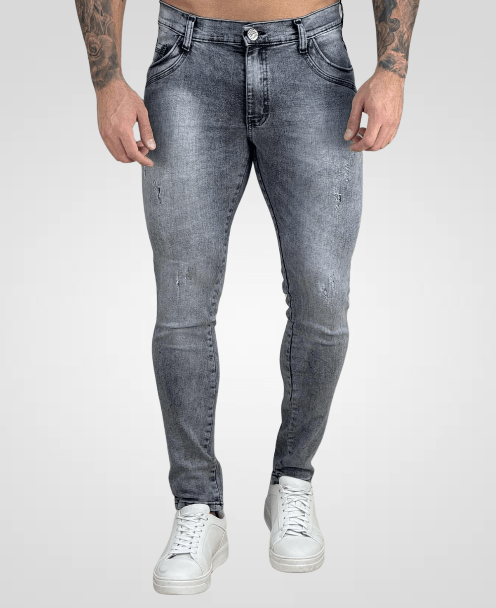 Calça Jeans Cinza Mescla Masculina com Lycra - Rota 77