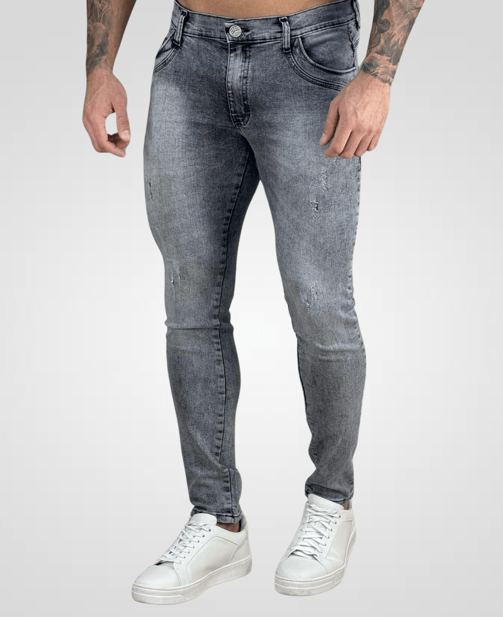 Calça Jeans Cinza Mescla Masculina com Lycra - Rota 77