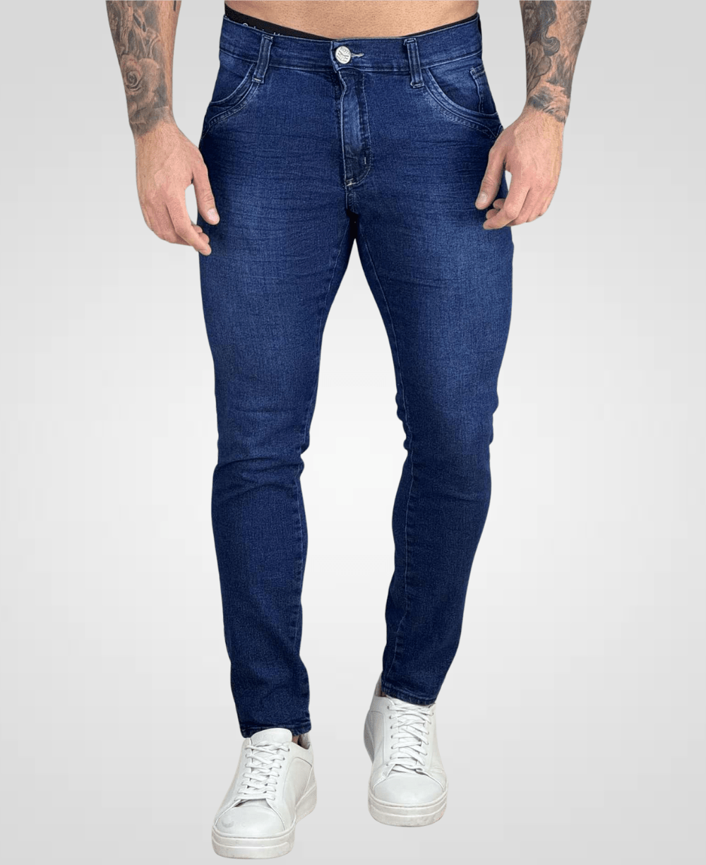 Calça Jeans Marinho Masculina com Lycra - Rota 77