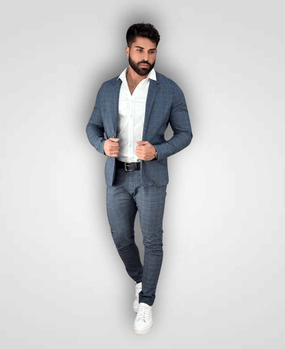 Calça Alfaiataria Xadrez Masculina Super Skinny - Paladho´s