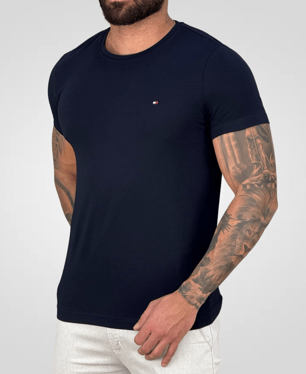 Camiseta Azul Marinho Masculina Classic Pima - Tommy Hilfiger