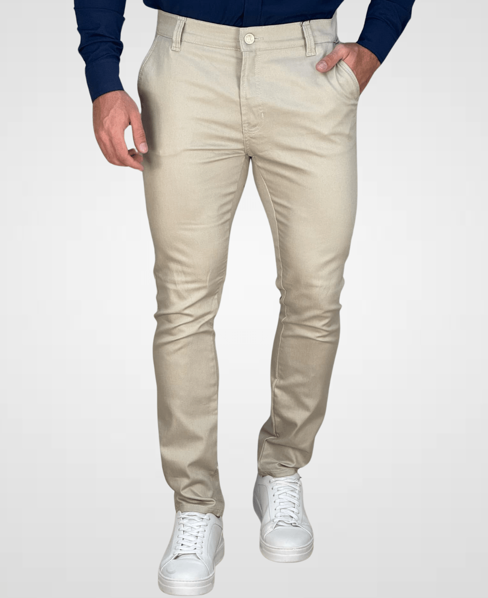 Calça Alfaiataria Palha Masculina Skinny - DLZ