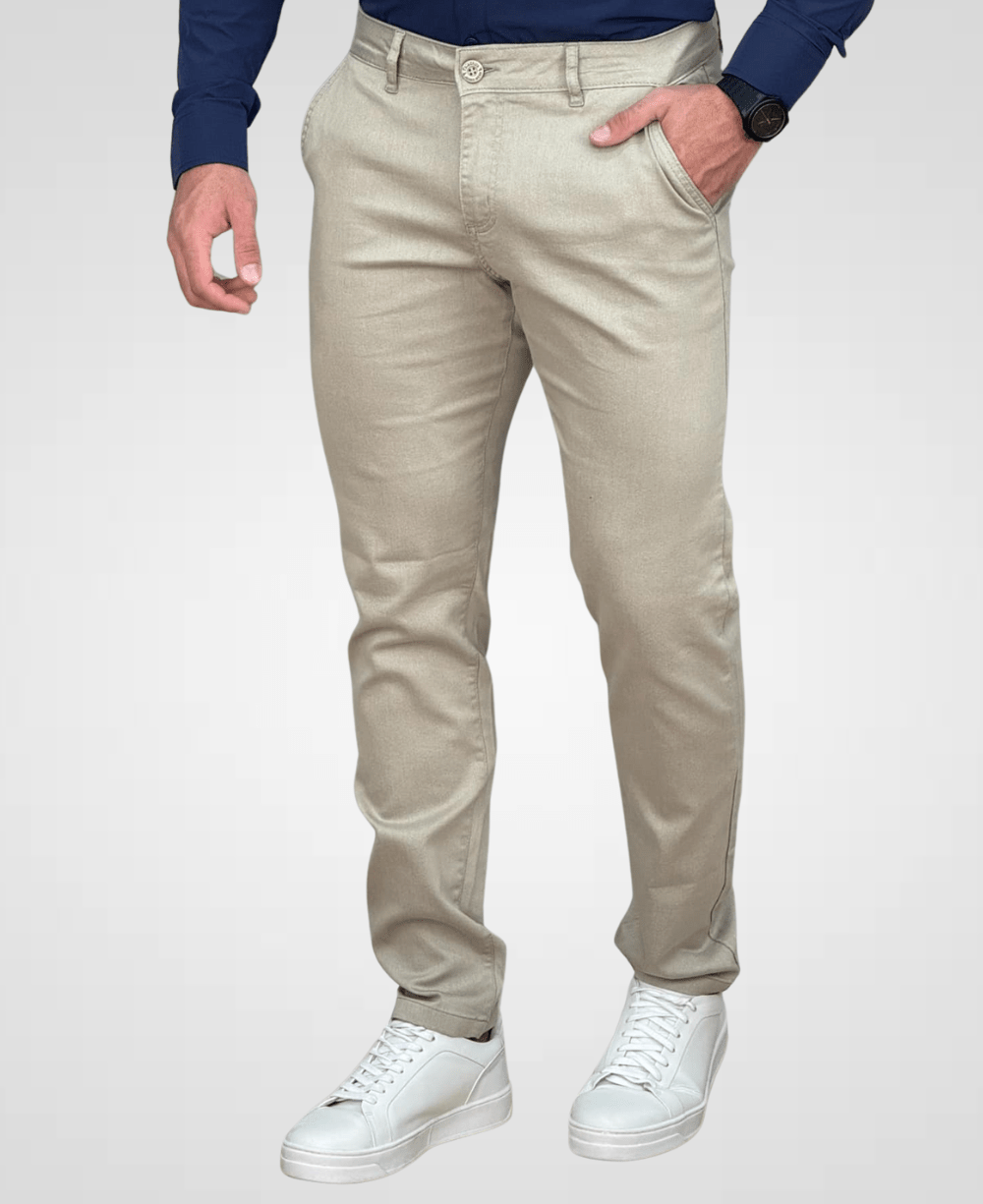 Calça Alfaiataria Caqui Masculina Slim - Paladho´s